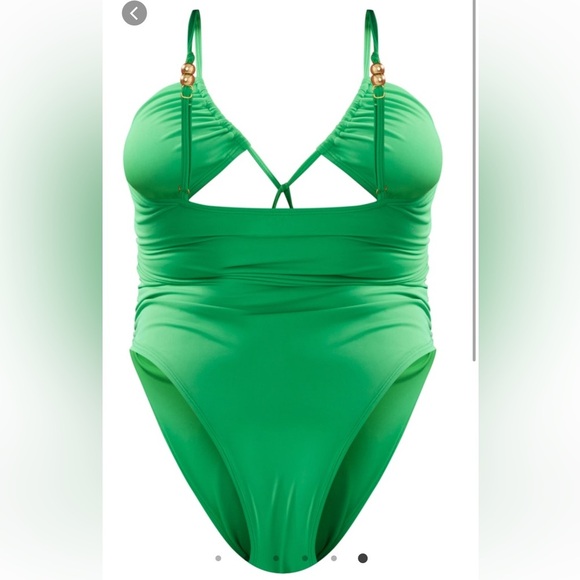 Vibrant Green Cutout Swimsuit - Picture 2 of 4